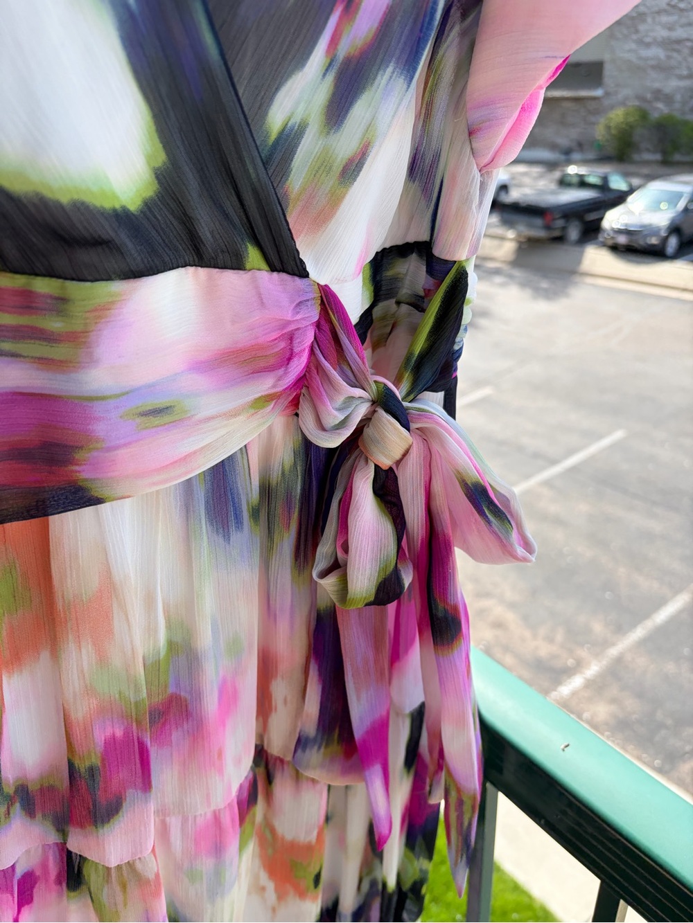 🆕🌸🪻🌿DKNY Watercolor Floral Light Casual Party Chic Summer Maxi Dress Size 8 - Picture 11 of 17